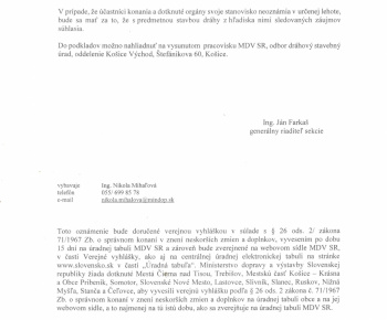 Aktuality / Oznámenie o začatí stavebného konania